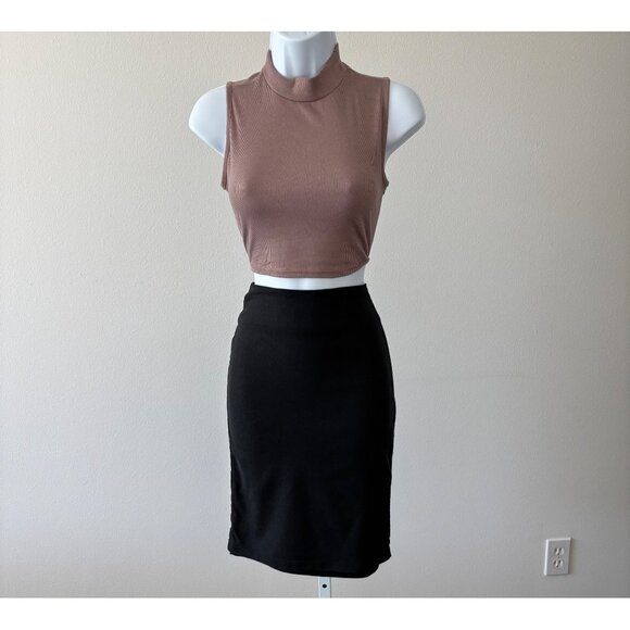 ANGL Dresses & Skirts - Mini Skirt Small BodyCon Gold Zip Adjustable Slit Streetwear Minimalist Preppy